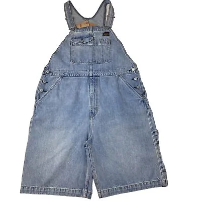 Levis Overalls Shorts Adult Large Blue Denim Relaxed Knee Length Adjustable NWT • $47.77