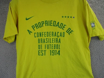 $8.91 • Buy Nike Team Shirt Mens Small Yellow Short Sleeve Brazil Soccer CBF Futbol Casual