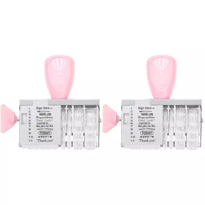  2 Pack Pink Iron Seal Date Stamper Self Inking Scrapbooking • £12.79