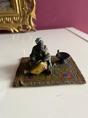 Vintage Vienna Austria Cold Painted Bronze Figure Arab Reading On Oriental Rug • $116