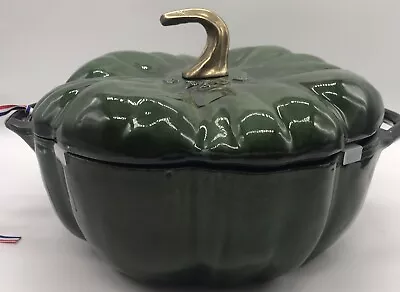 Rare Staub Pumpkin Cocotte In BASIL 3.5qt No Defects.Original UPS Box. • $1470