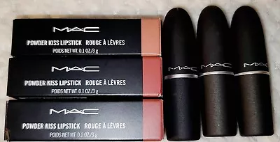 MAC Powder Kiss Lipstick NEW FULL SIZE LOT Impulsive Dubonnet Buzz Marrakesh Mer • $49.99