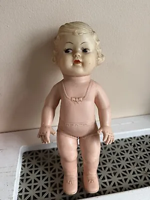 Vintage 1950s Rubber Baby Doll 9” Side Glancing Marked “A” G42 • $9.50