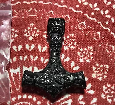 Nordic Viking Mjolnir Thor Hammer Urn Pendant Cremation Jewelry Ashes BLACK • $14.04
