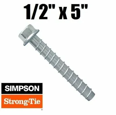 1/2  X 5  Simpson Strong Tie THD50500H Titen HD Concrete Screw Anchor Zinc  • $10.80