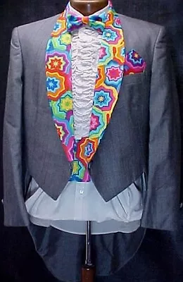 Gray Grey Vintage Tail Tuxedo Smoking Jacket Tie Dye Print Mens Sizes 37 - 43 • $174.95