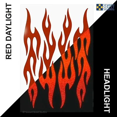 Flames Reflective Helmet Decals 4 Red Bike Frame Reflector Stickers #876R • $12.24