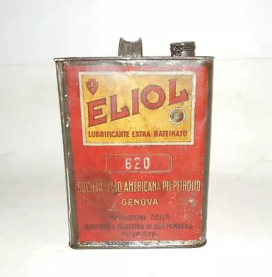 1950's ELIOL MOTOR OIL CAN CONTAINER 1 GAL TIN 10x7.5x4  TRIESTE ITALY VINTAGE • $229