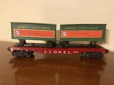 #3 Lionel 6430 Flatcar Trains O Scale Gauge Model With 2 Great Northern Trailers • $12.99