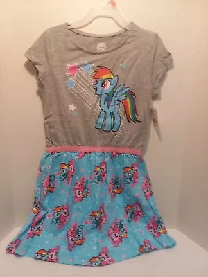 My Little Pony Grey RAINBOW DASH Glitter Blue Dress Size SM(6/6X) HASBRO Toy Co. • $4