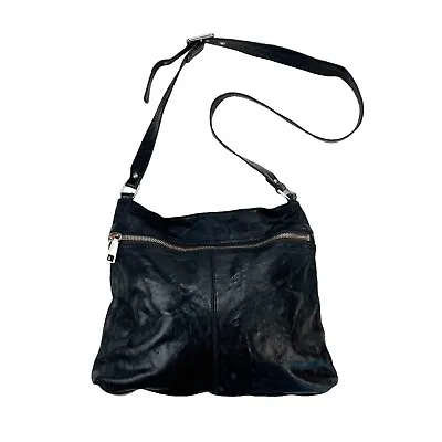 Vintage HOBO International  Black Leather Zippered Tote / Shoulder Bag 13  X 11  • $49.95