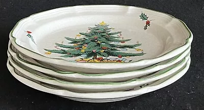 4 Festive Season Mikasa EB451 Christmas Tree Dinner Plates 10-7/8” Japan • $45