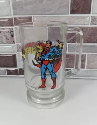 Vintage 1978 Superman Glass DC Comics Man Of Steel Breaking Chains Mug Stein • $23.74