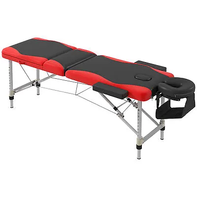 HOMCOM Portable Massage Table Beauty Therapy Couch Bed Spa Aluminum Red • £105.99