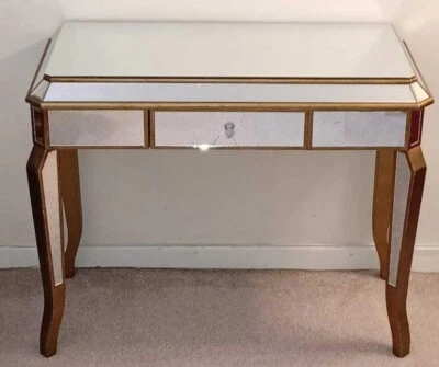 £34.99 • Buy Venetian Mirrored Dressing Table Vanity Large Drawer Ornate Gold Wood Trim USED