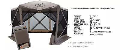 Gk908 G6 6-sided Portable Gazebo & Wind Panel Combo Mfg Resell Open Box • $250