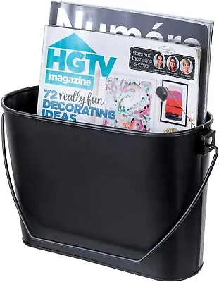 Black Metal Bathroom Magazine Holder Hanging Or Tabletop Bucket Storage Bin • $32.99