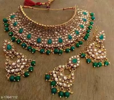 $23.99 • Buy Jewelry Set Kundan Necklace Indian Bollywood Gold Plated Bridal Pearl Choker