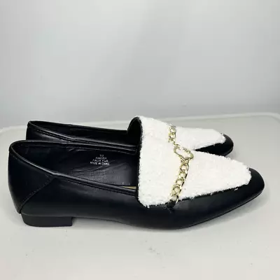 C. Wonder Loafers Women's Black & White 10 Amora Faux Fur Sherpa Top Slip-On • $30.78