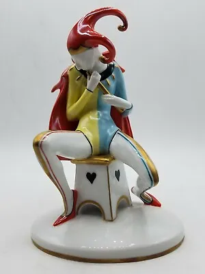 Goebel Harlequin The Court Jester Joker Porcelain Figurine W Box 16 569 21 • $249.75