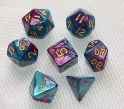 $10.98 • Buy Dice Set 7 Piece Polyhedral D & D Pathfinder Dungeons & Dragons Purple & Blue