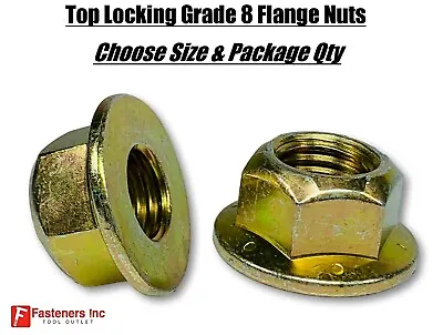 Grade 8 Top Locking Hex Flange / Frame Nuts Zinc Yellow (Choose Size & Qty)  • $13.62