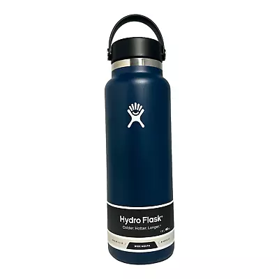 Hydro Flask Wide Mouth W/ Flex Cap 1.18L/40oz (INDIGO) NEW • $41.95