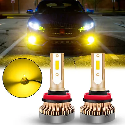 LED H11 H16 H8 Fog Light Bulbs For Honda Acura Toyota Bright 3000K Golden Yellow • $14.88