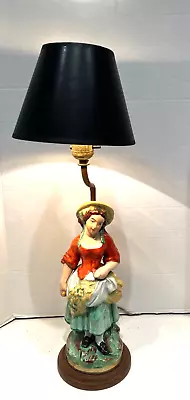 Vtg. Italian Partisian Figurine Lamp Girl Farmer Ceramic/polychrome W/shade 21  • $49.95