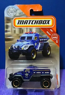 2018 Matchbox  MBX RESCUE ROAD RAIDER In BLUE (POLICE) Long Card. 21/30 (Rare) • $5.99