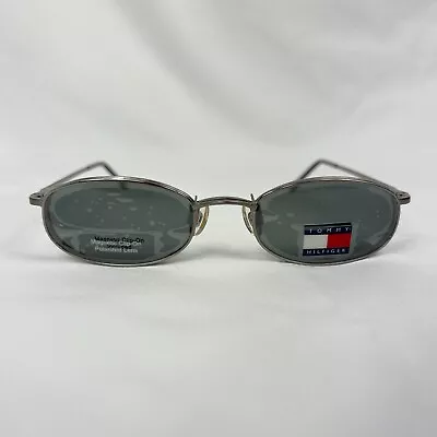 Tommy Hilfiger Sunglasses Silver Womens Oval 145mm Polarized Magnetic Clip On • $18.99