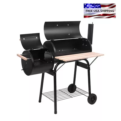 Garden BBQ Grill Charcoal Barbecue Pit Patio Backyard Meat Cooker Smoker Wheels • $139.99