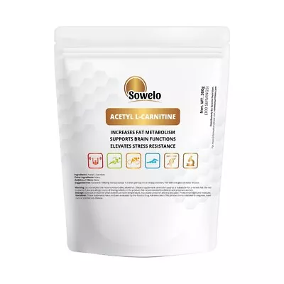 SOWELO ACETYL L-CARNITINE ALC POWDER 300g FAT BURNER METABOLISM SUPPORT • $23.99