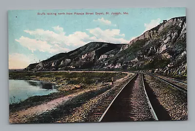 Postcard Bluffs R.R. Looking North From Francis St. Depot St. Joseph Mo. *A1156 • $4.25