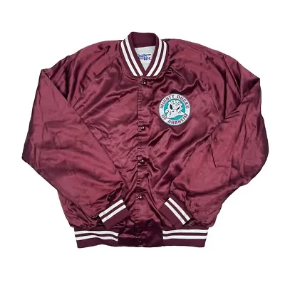 Vtg Rare NHL Anaheim Mighty Ducks Chalk Line Satin Bomber Jacket Mens Large • $125