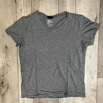 H M Mens Medium Organic Cotton Blend Heather Grey V-Neck T-Shirt • $9