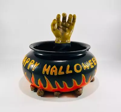 Vintage Gemmy Halloween Animated Talking Green Hand Cauldron Candy Bowl • $22.50