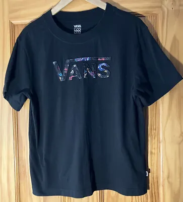 £14.99 • Buy VANS T Shirt Womens Size XL Cotton Outline Design Floral Silky Black Tee Skate