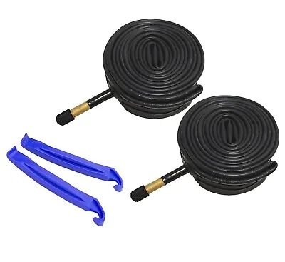 700x35-43c Inner Tube + Blue Tire Lever 48mm Long Valve Hybrid Touring Road Bike • $12.95