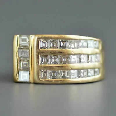 Men's Channel Set Wedding Ring 14K Yellow Gold Plated 3.2Ct Simulated Diamond • $195.15