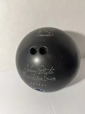 VINTAGE BRUNSWICK LT-48 JOHNNY PETRAGLIA BOWLING BALL BLACK 15Lbs • $50