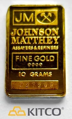 Vintage Johnson Matthey 10g Fine Gold Minted Bar 9999 #027298 • $925