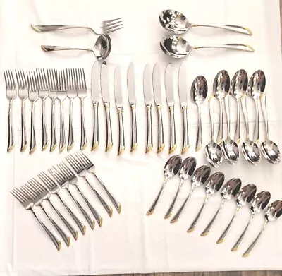 Mikasa Eclipse Gold Stainless 18/10 Gold Accent Service Of 8 Serving Set • $156