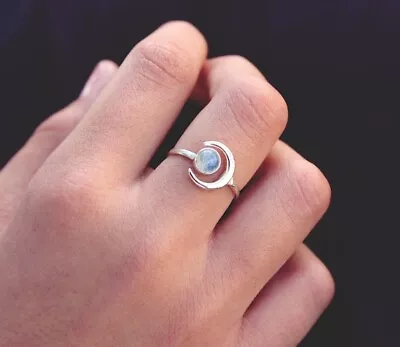 Moonstone Gemstone Ring 925 Sterling Silver Handmade Jewelry Women Gift AM-47 • $13