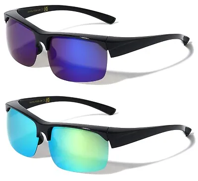 2 Pairs Men Fitover Half Rim Polarized Sunglasses - Mirror Fit-Over Eyeglasses • $15.95
