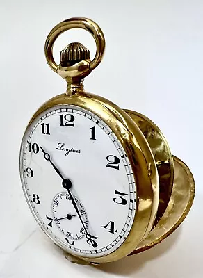 Vintage Longines 18k Yellow Gold 7 Grands Prix Paris Open Face Pocket Watch 1925 • $1275