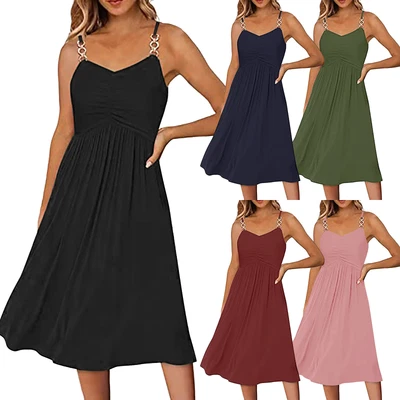 $31.66 • Buy Summer Dresses For Women Sleeveless V Neck Spaghetti Casual Dresses For Teens