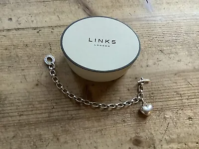 Vintage Links Of London Classic Silver Bracelet With Silver Heart Charm • £90.90