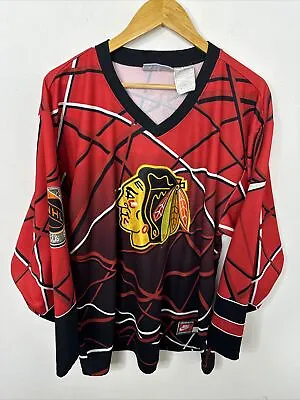NHL Hockey Retro Vintage 90s Chicago Blackhawks Jersey L Nike Rare Dmg • $59