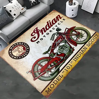 Retro Indian Motorcycle Rug Indian Motorcycle Decor • $69